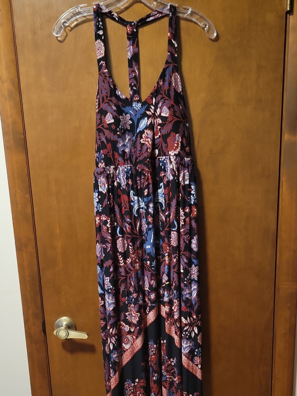 Soma Maxi Jersey Soft Floral T-back Empire Waist Dress L